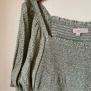 Square neck sage green dot blouse